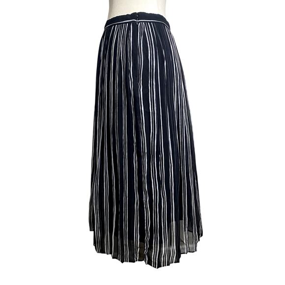 Gothic Sheer Stripe Pleated Emo Beetlejuice Midi Skirt - Picture 3 of 9